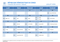 dr congo: république démocratique du congo – tanganyika : calendrier des réunions kalemie (juillet 2026)